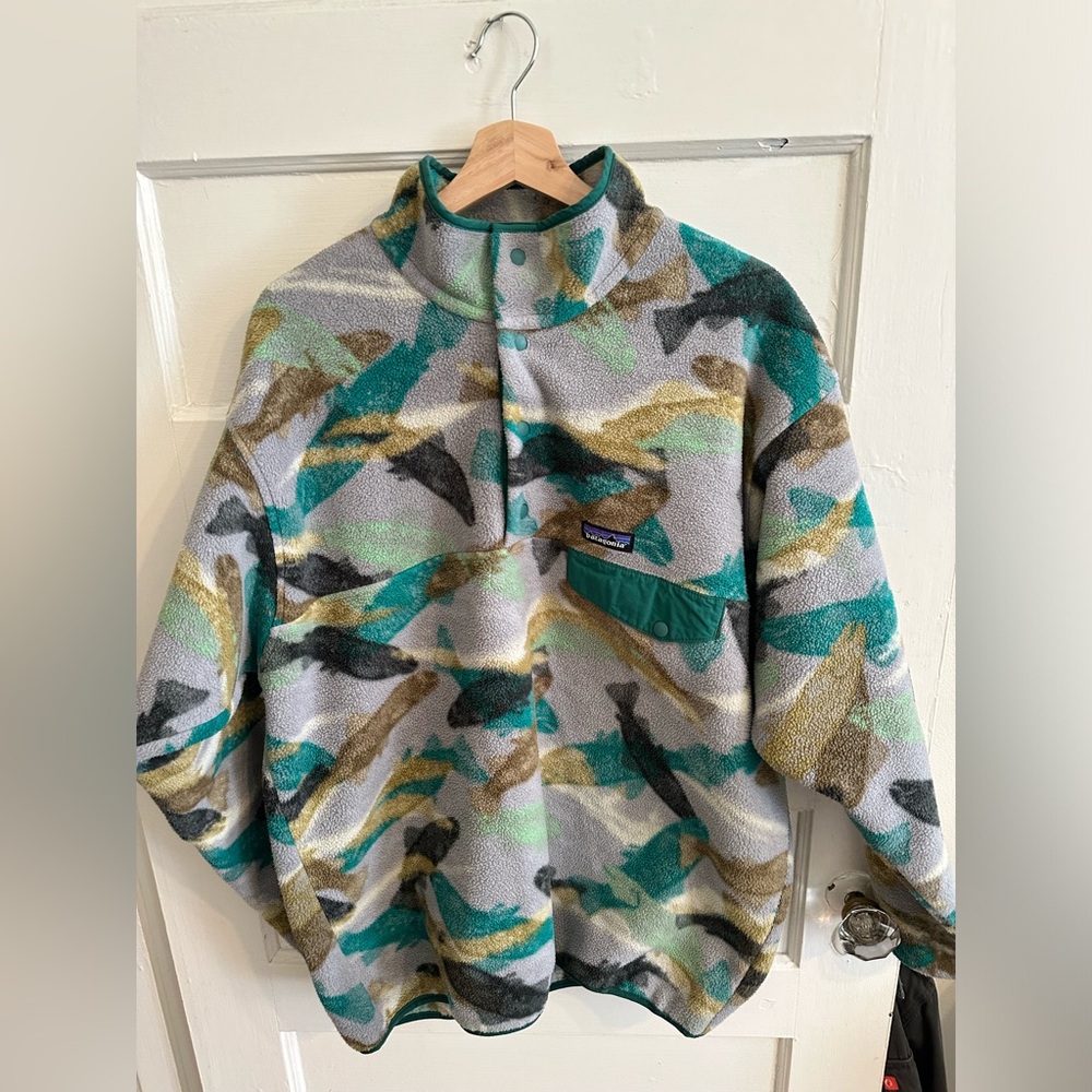 Patagonia Synchilla Snap T - Men’s Size Large - Trout Tails: Legend Green